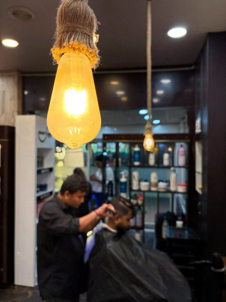 Dona's Makeover Master Stylist Station with Warm Filament Bulb Lighting